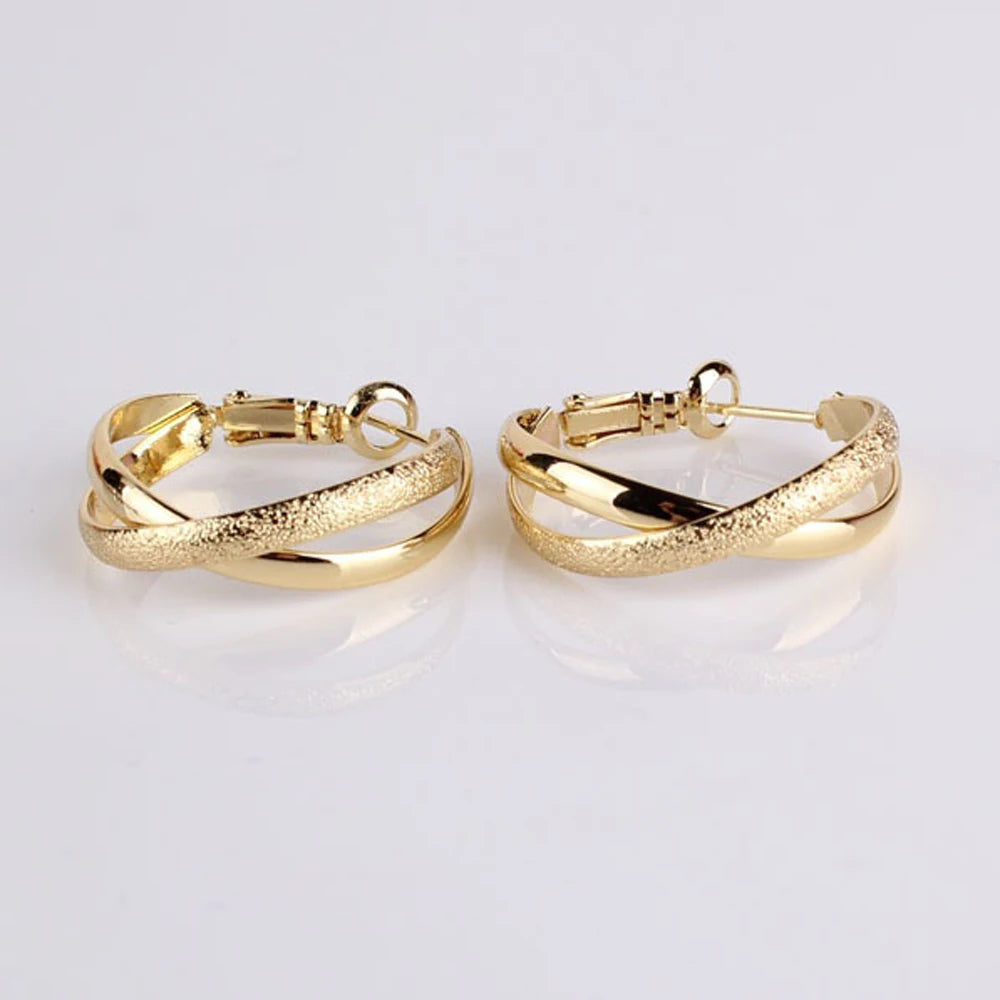 925 Sterling Silver Gold Matte Rose Gold Earring