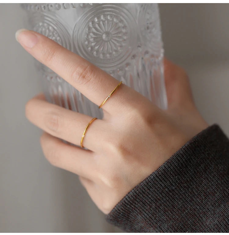 Zirconia Slim Matching Ring