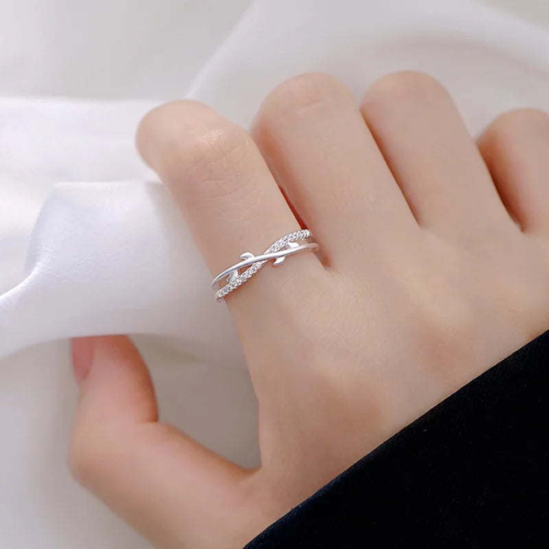 925 Sterling Silver Double Layer Branch Ring