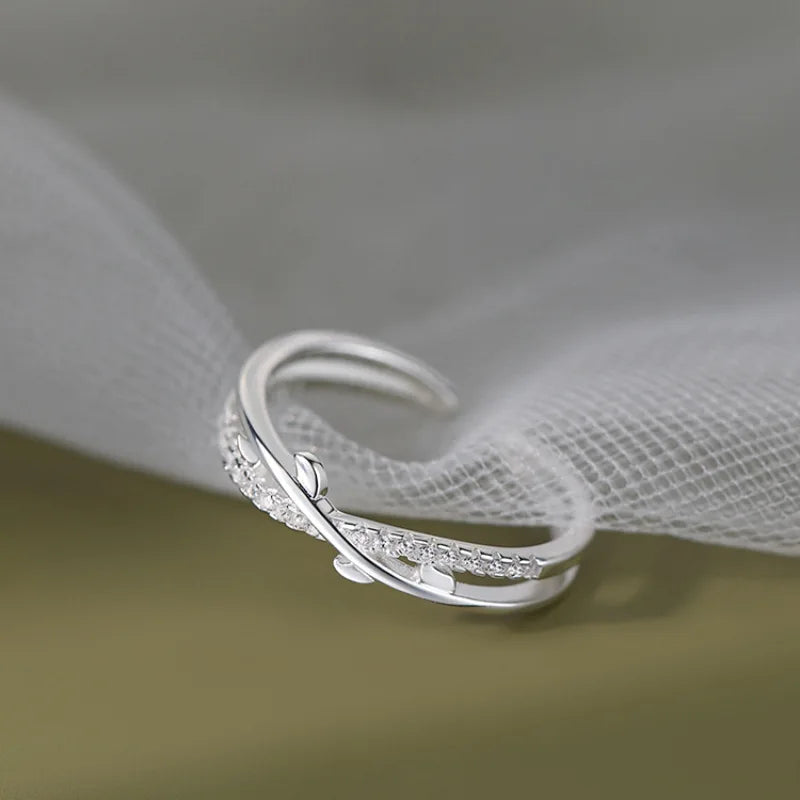 925 Sterling Silver Double Layer Branch Ring