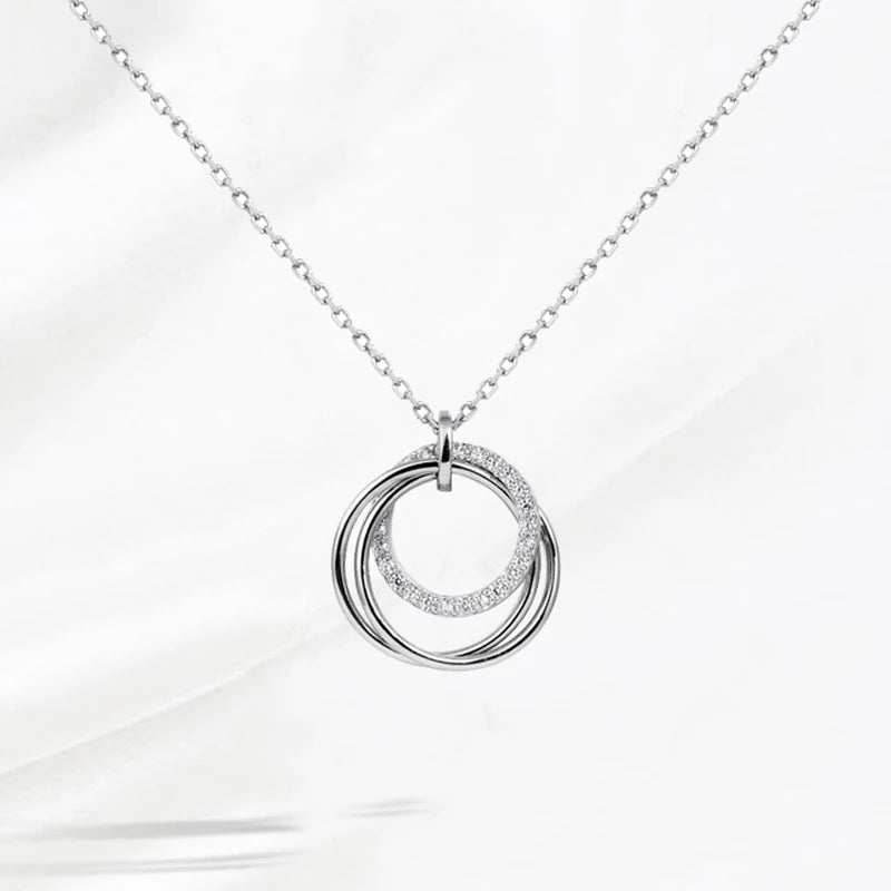 Double Circle Zircon Choker Necklace
