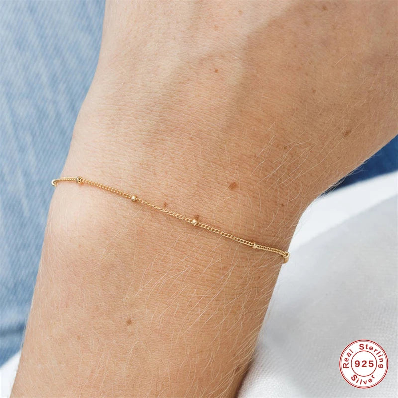Minimalist Beaded Thin Chain Bracelet