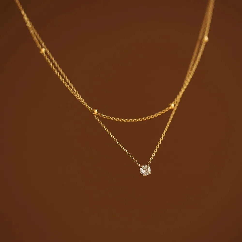 Gold Plated Double Layer Zircon Choker Necklace