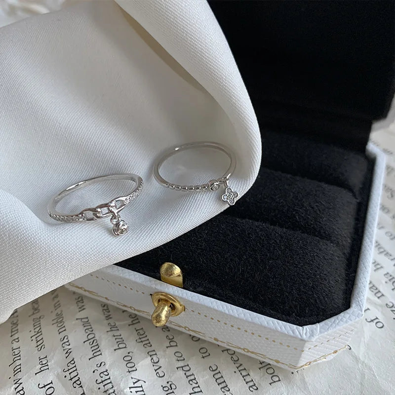 Rose Flower Chain Zircon Open Ring