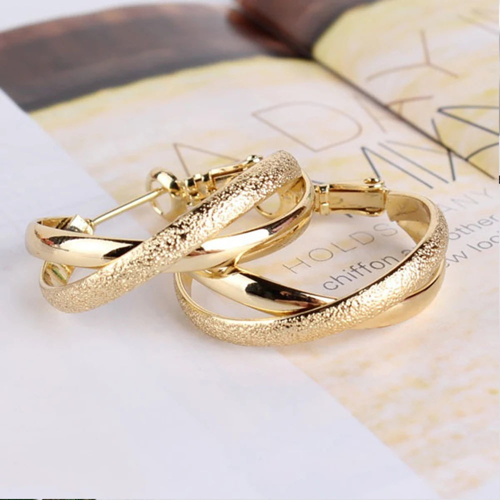 925 Sterling Silver Gold Matte Rose Gold Earring