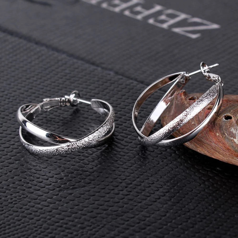 925 Sterling Silver Gold Matte Rose Gold Earring