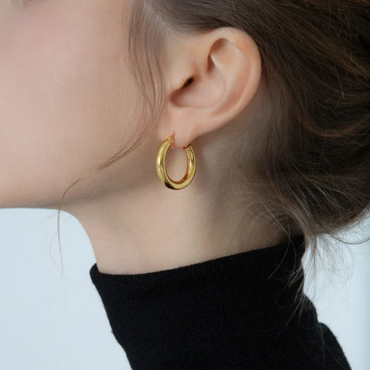 Sterling Silver Retro Hoop Earring