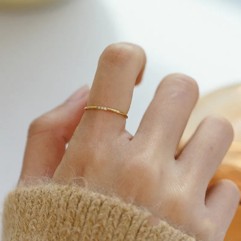 Zirconia Slim Matching Ring