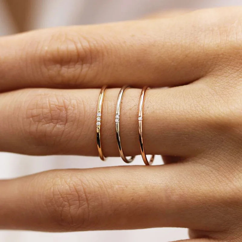 Zirconia Slim Matching Ring