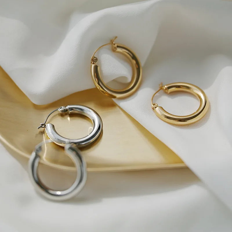 Sterling Silver Retro Hoop Earring