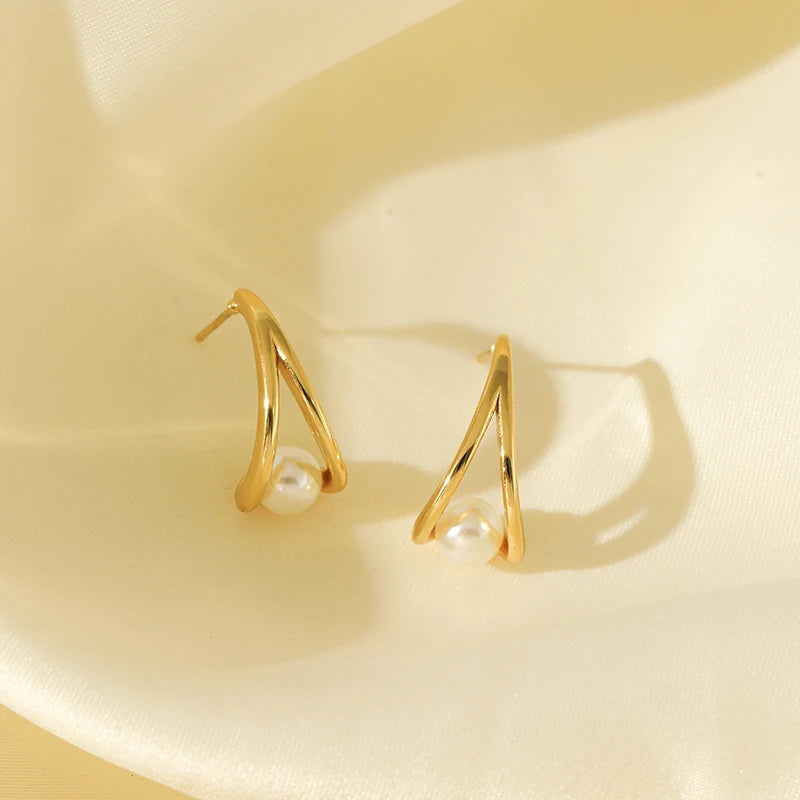 Stainless Steel Creative Pearl Drop Earring