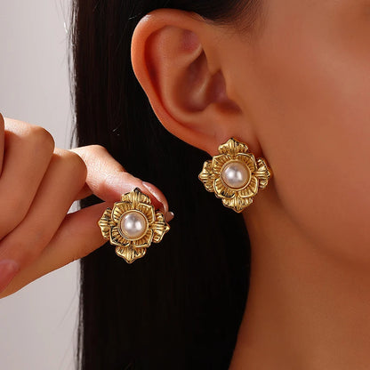 Stainless Steel Creative Pearl Drop Earring