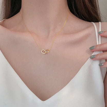 Double Circle Zircon Choker Necklace