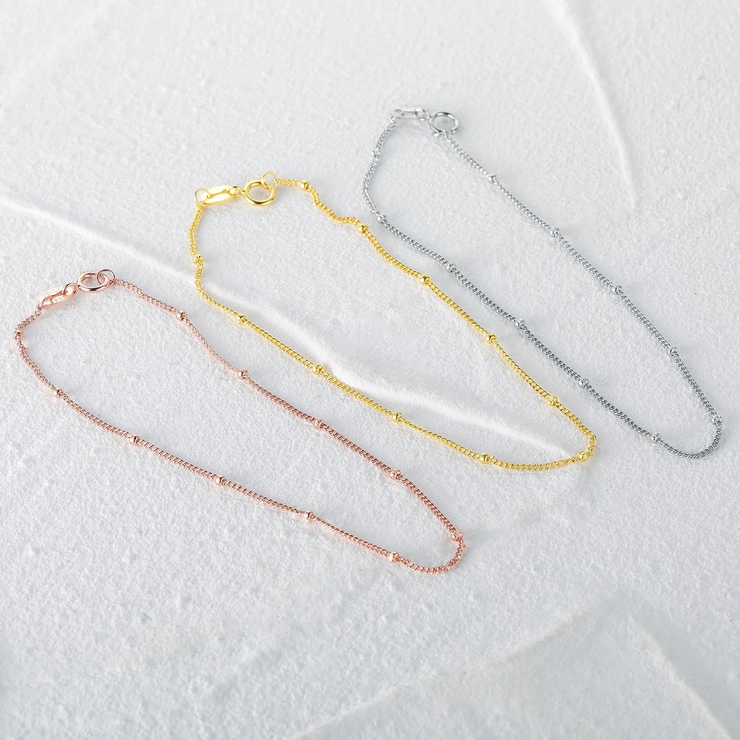 Minimalist Beaded Thin Chain Bracelet