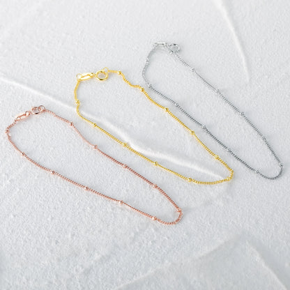 Minimalist Beaded Thin Chain Bracelet