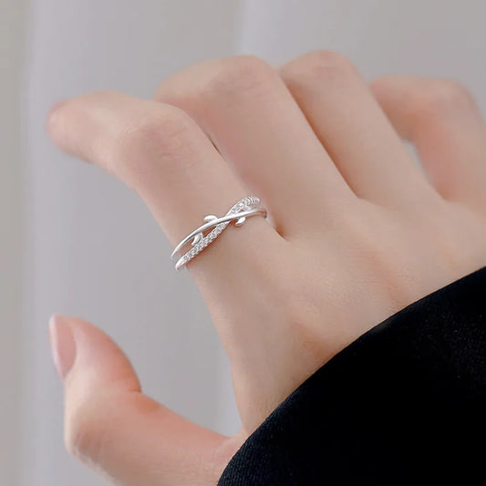 925 Sterling Silver Double Layer Branch Ring