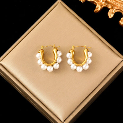 Stainless Steel Creative Pearl Drop Earring