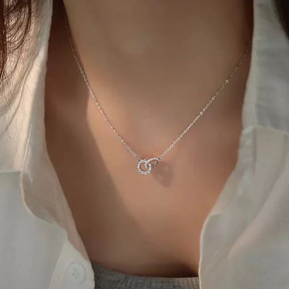 Double Circle Zircon Choker Necklace