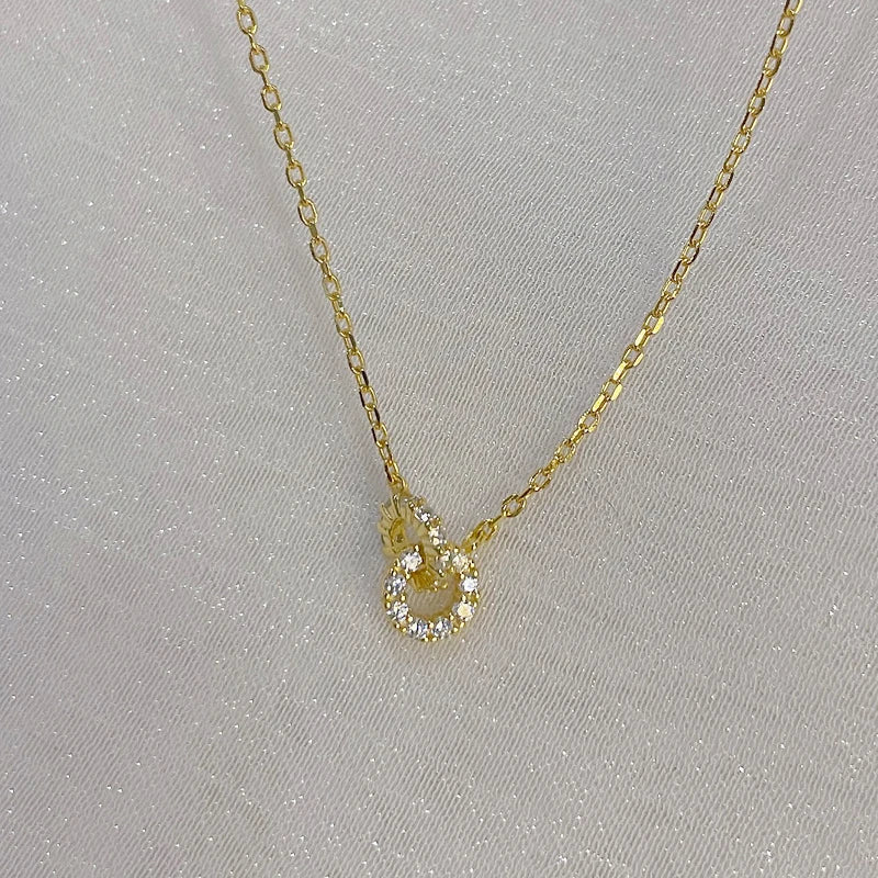 Double Circle Zircon Choker Necklace
