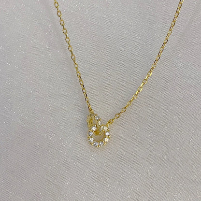 Double Circle Zircon Choker Necklace