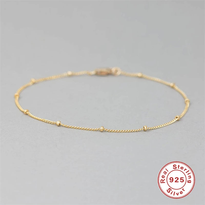 Minimalist Beaded Thin Chain Bracelet