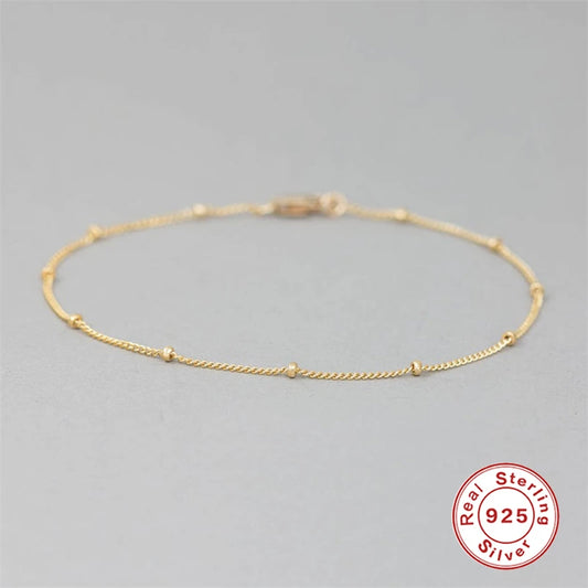 Minimalist Beaded Thin Chain Bracelet