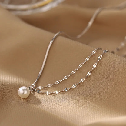Double Layered Asymmetrical Pearl Necklace
