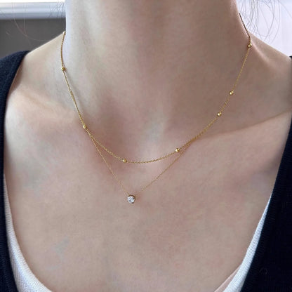 Gold Plated Double Layer Zircon Choker Necklace