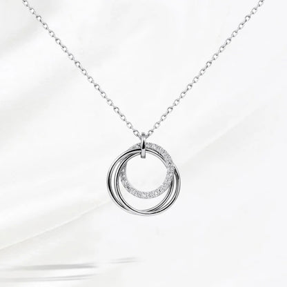 Double Circle Zircon Choker Necklace