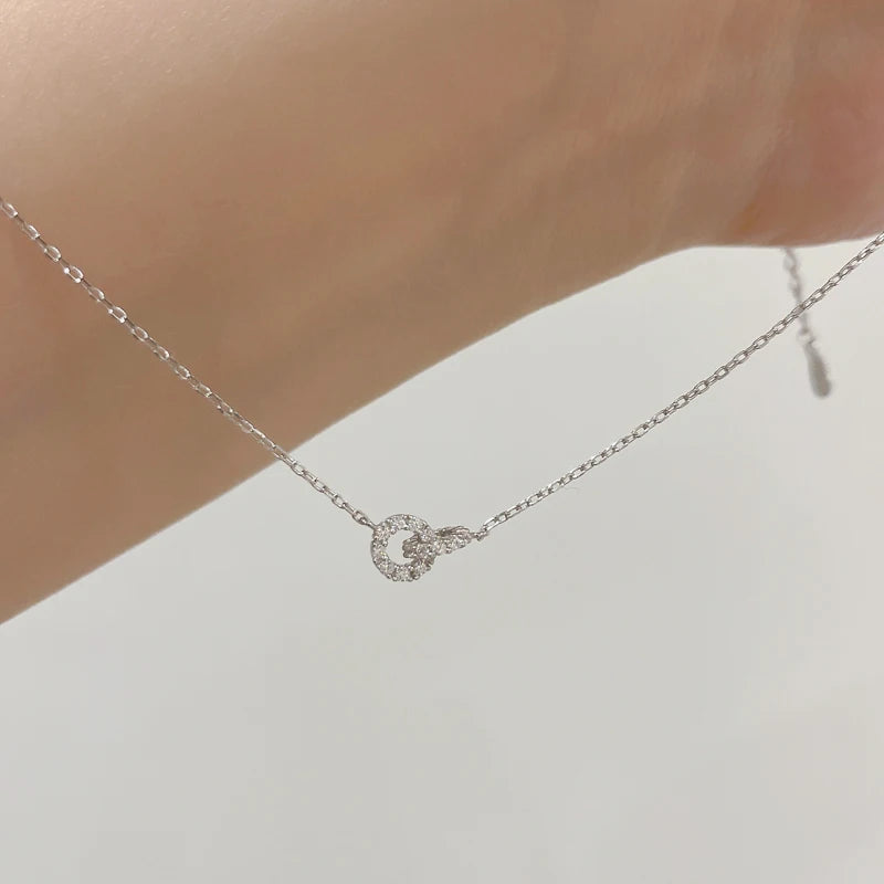 Double Circle Zircon Choker Necklace