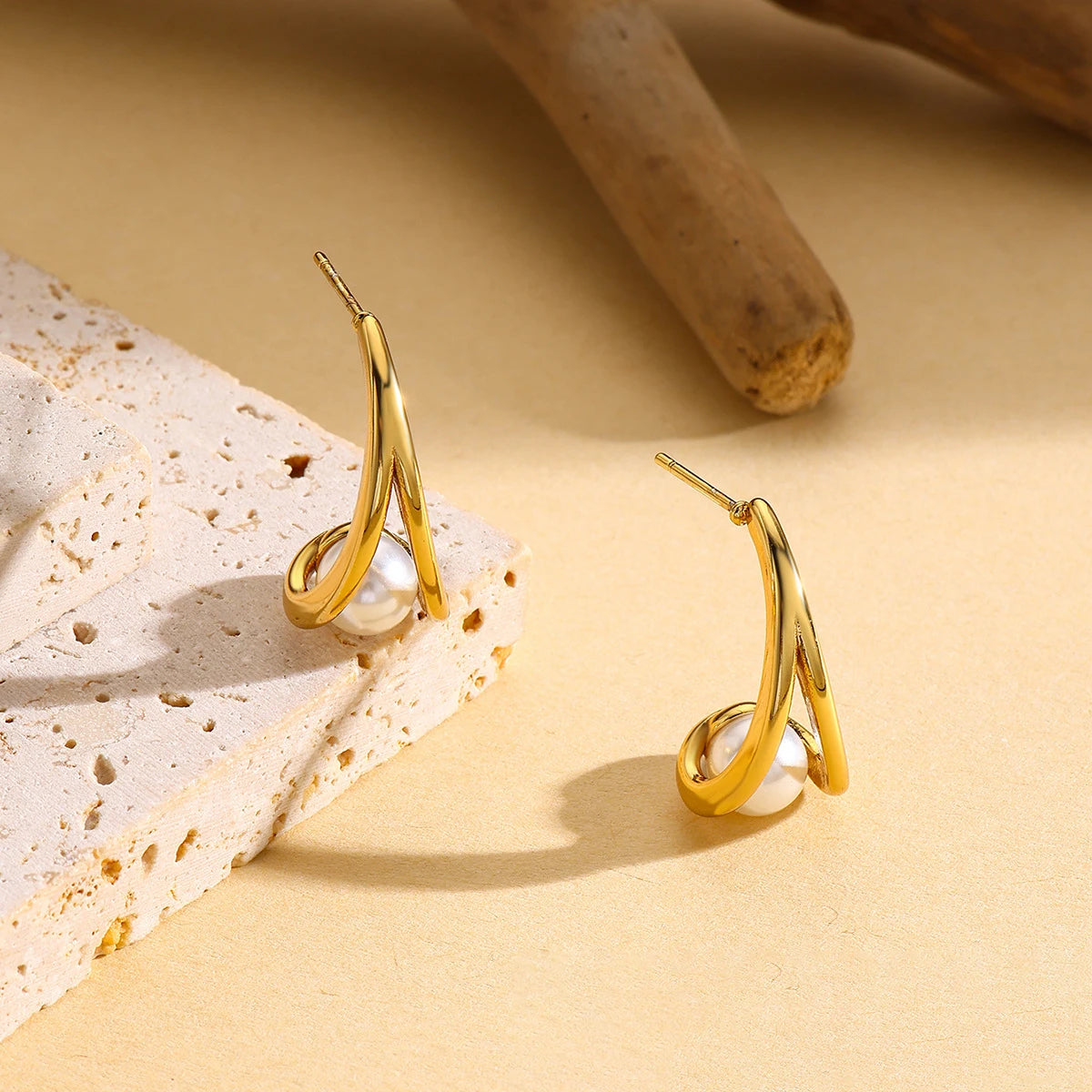 Stainless Steel Creative Pearl Drop Earring