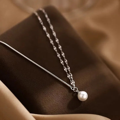 Double Layered Asymmetrical Pearl Necklace