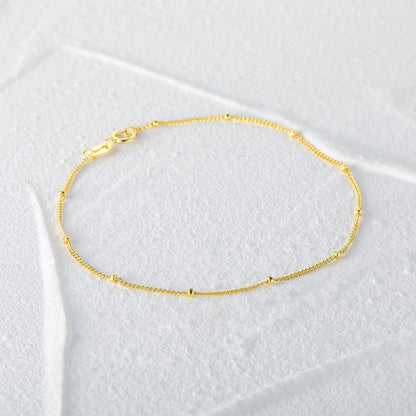 Minimalist Beaded Thin Chain Bracelet