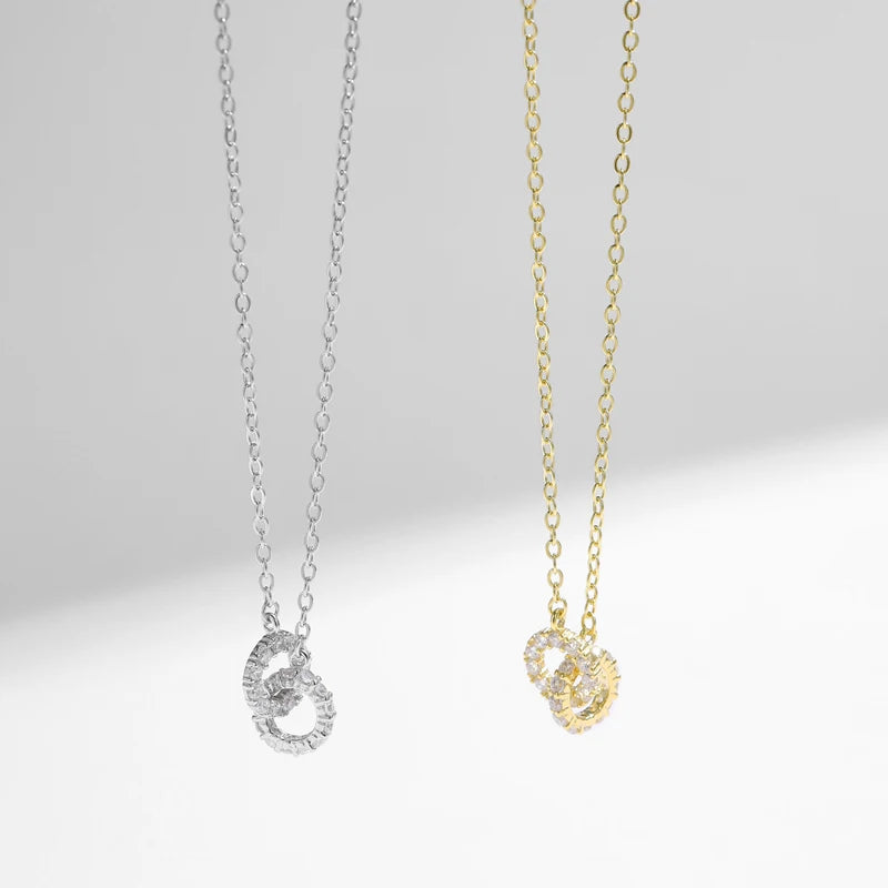 Double Circle Zircon Choker Necklace