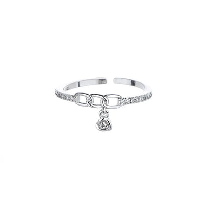 Rose Flower Chain Zircon Open Ring