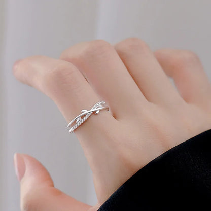 925 Sterling Silver Double Layer Branch Ring