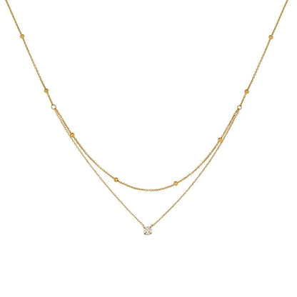 Gold Plated Double Layer Zircon Choker Necklace