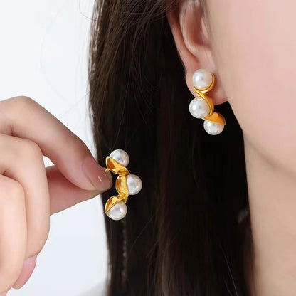 Stainless Steel Creative Pearl Drop Earring