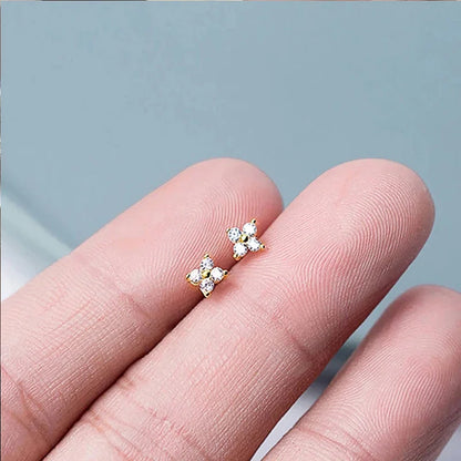 18K Gold Plated CZ Four-Leaf Flower Charm Bracelet