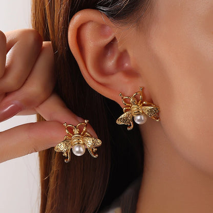 Stainless Steel Creative Pearl Drop Earring
