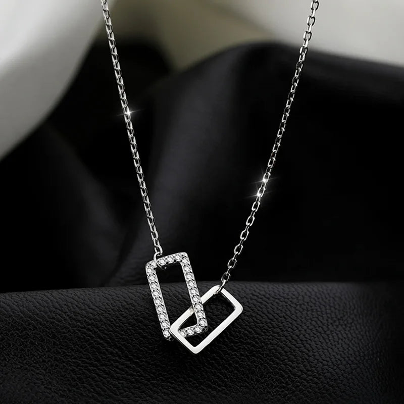 Double Circle Zircon Choker Necklace