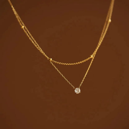 Gold Plated Double Layer Zircon Choker Necklace