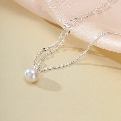 Double Layered Asymmetrical Pearl Necklace