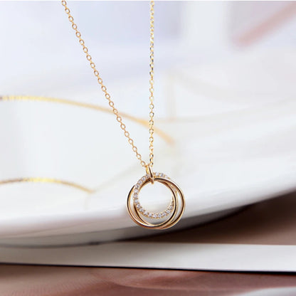 Double Circle Zircon Choker Necklace