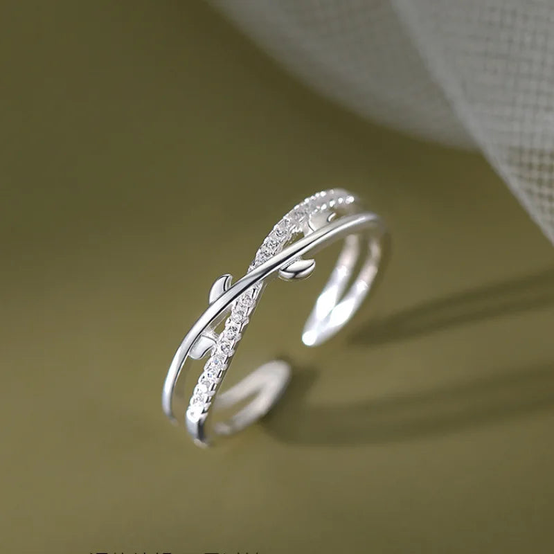 925 Sterling Silver Double Layer Branch Ring