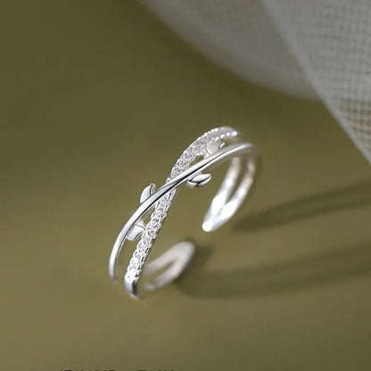 925 Sterling Silver Double Layer Branch Ring