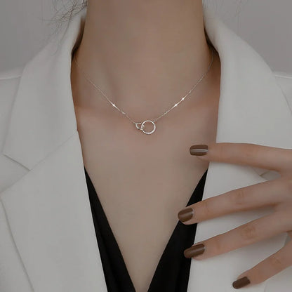 Double Circle Zircon Choker Necklace